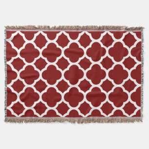 Maroon Auburn en White Quatrefoil Pattern Deken