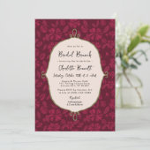 Maroon Autumn Bloemen Bruids Brunch Uitnodiging (Staand voorkant)