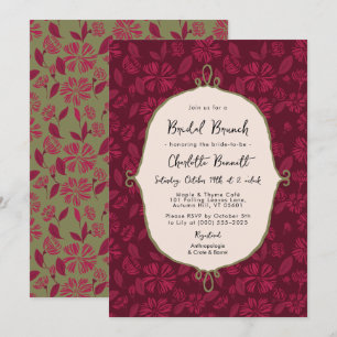 Maroon Autumn Bloemen Bruids Brunch Uitnodiging