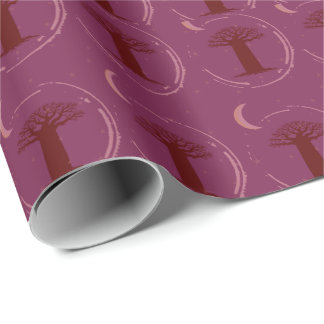 Maroon Baobab Boom Silhouet Inpakpapier