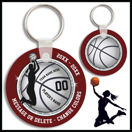 Maroon, Basketball Thmed Party Favors Sleutelhanger
