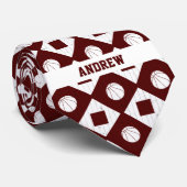 Maroon Basketball Wood Floor Argyle Pattern Stropdas (Opgerold)