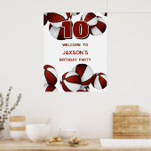 Maroon Basketballs Kids verjaardagsfeest welkom Poster (Keuken)
