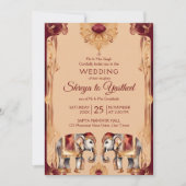 Maroon beige Indiase bruiloft olifanten sjabloon Kaart (Voorkant)