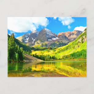 Maroon Bells, Aspen, Colorado Summer Landscape Briefkaart
