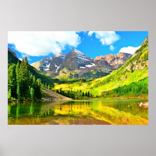 Maroon Bells, Aspen, Colorado Summer Landscape Poster (Voorkant)