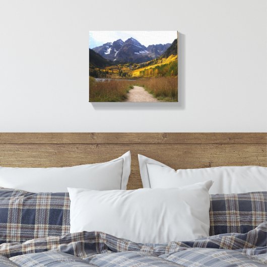 Maroon Bells Colorado Souvenir Canvas Afdruk (Insitu (Slaapkamer))