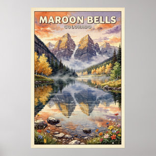 Maroon Bells Colorado Vintage Reis Poster