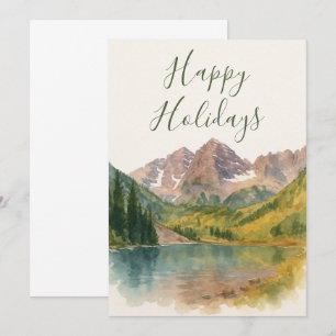 Maroon Bells Colorado Waterverf Vakantie Kaart