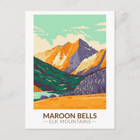 Maroon Bells Elk Mountains Colorado  Briefkaart (Voorkant)