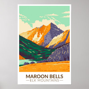 Maroon Bells Elk Mountains Colorado   Poster