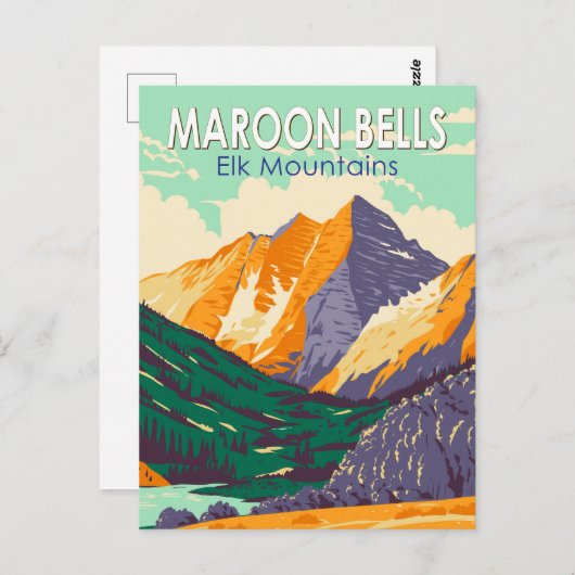Maroon Bells Elk Mountains  kunst Briefkaart (Voorkant / Achterkant)