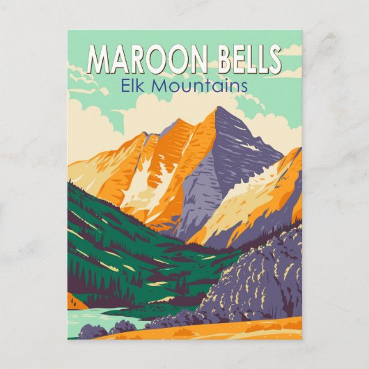 Maroon Bells Elk Mountains kunst Briefkaart (Voorkant)