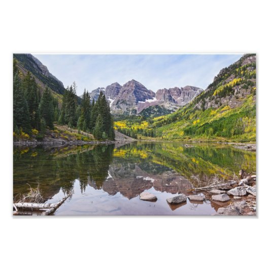 Maroon Bells in de herfst, Colorado Foto Afdruk (Voorkant)
