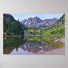 Maroon Bells in de herfst, Colorado Poster