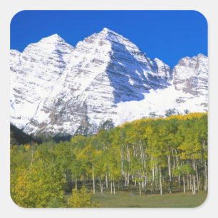 Maroon Bells met herfst espenbos. Vierkante Sticker