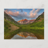 Maroon Bells reflecteert in Calm Maroon Lake 2 Briefkaart (Voorkant)