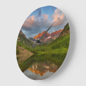 Maroon Bells reflecteert in Calm Maroon Lake 2 Grote Klok (Hoek)