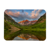 Maroon Bells reflecteert in Calm Maroon Lake 2 Magneet (Horizontaal)