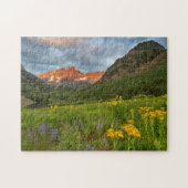 Maroon Bells reflecteert in Calm Maroon Lake Legpuzzel (Horizontaal)