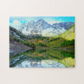 Maroon Bells reflecterend in Maroon Lake Legpuzzel (Horizontaal)