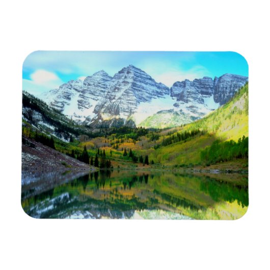 Maroon Bells reflecterend in Maroon Lake Magneet (Horizontaal)