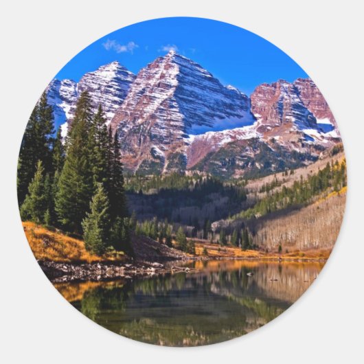 Maroon Bells Ronde Sticker (Voorkant)