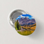 Maroon Bells Trucker Hat Ronde Button 3,2 Cm (Voorkant /achterkant)