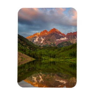Maroon Bells weerspiegelen in het rustige Maroon L Magneet