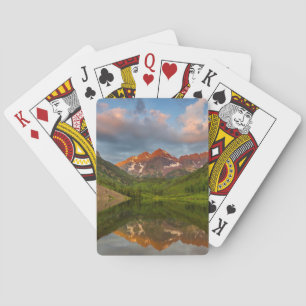 Maroon Bells weerspiegelen in het rustige Maroon L Pokerkaarten