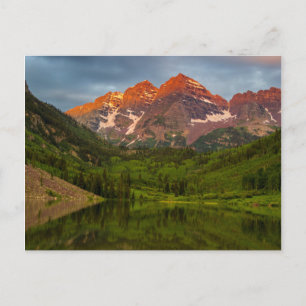 Maroon Bells Weerspiegelen in Rustige Maroon Lake Briefkaart