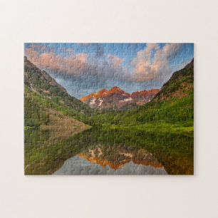 Maroon Bells Weerspiegelen in Rustige Maroon Lake Legpuzzel