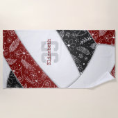 Maroon Black Boho Bloemen Doodle Meisjes Volleybal Strandlaken (Voorkant)