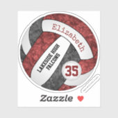 maroon black girly volleyball schoolteam kleuren sticker (Vel)