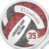 maroon black girly volleyball schoolteam kleuren sticker (Voorkant)