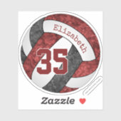 maroon black girly volleybalteam kleuren sticker (Vel)