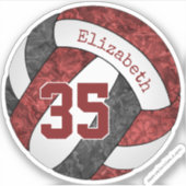 maroon black girly volleybalteam kleuren sticker (Voorkant)