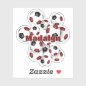 maroon black soccer balls sticker w athlete name (Vel)