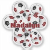 maroon black soccer balls sticker w athlete name (Voorkant)