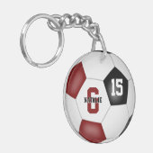 Maroon Black Soccer Club Team Kleuren Meisjes Jong Sleutelhanger (Voorkant Links)