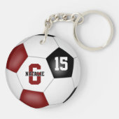 Maroon Black Soccer Club Team Kleuren Meisjes Jong Sleutelhanger (Achterkant)