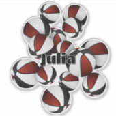 maroon black team colors basketballs player name sticker (Voorkant)