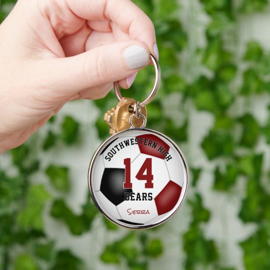 Maroon Black Team Kleuren Voetbal Atleet Geschenke Sleutelhanger (Hand)