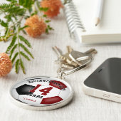 Maroon Black Team Kleuren Voetbal Atleet Geschenke Sleutelhanger (Zijkant)