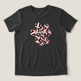 Maroon Black Team Kleuren Volleyballen Atleet Naam Tri-Blend Shirt