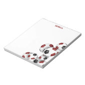 Maroon Black voetballen Accent Aangepaste naam Notitieblok (Linkerzijde)