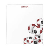 Maroon Black voetballen Accent Aangepaste naam Notitieblok (Voorkant)