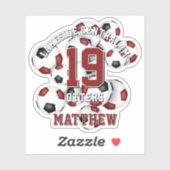 Maroon Black voetballen Cluster Team Naam Sticker (Vel)