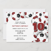 Maroon Black voetballen Kinderverjaardagsfeestje Kaart (Voorkant)