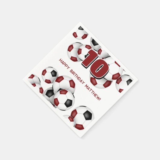 Maroon Black voetballen Kinderverjaardagsfeestje Servet (Hoek)